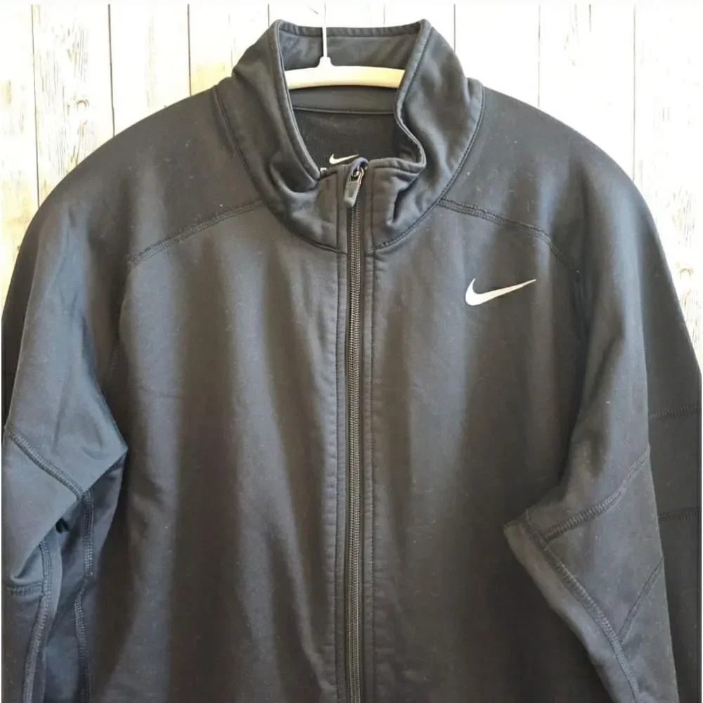 Nike Mens Size L Black Long Sleeve Full Zip Athletic Sweatshirt Hoodie Jacket